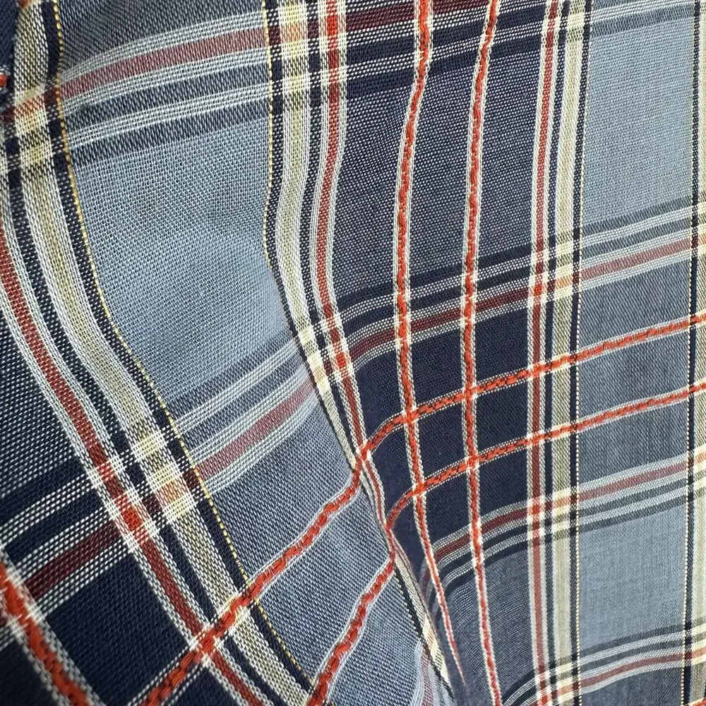 Levi's Vintage 80s Western Pearl Snap Plaid Shirt White tab L
